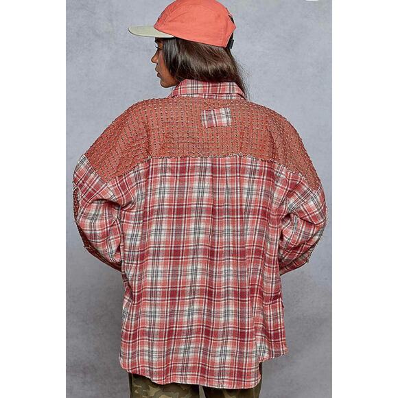 POL - FLANNEL BUTTON DOWN WITH ELBOW PATCH - Picture 2 of 2